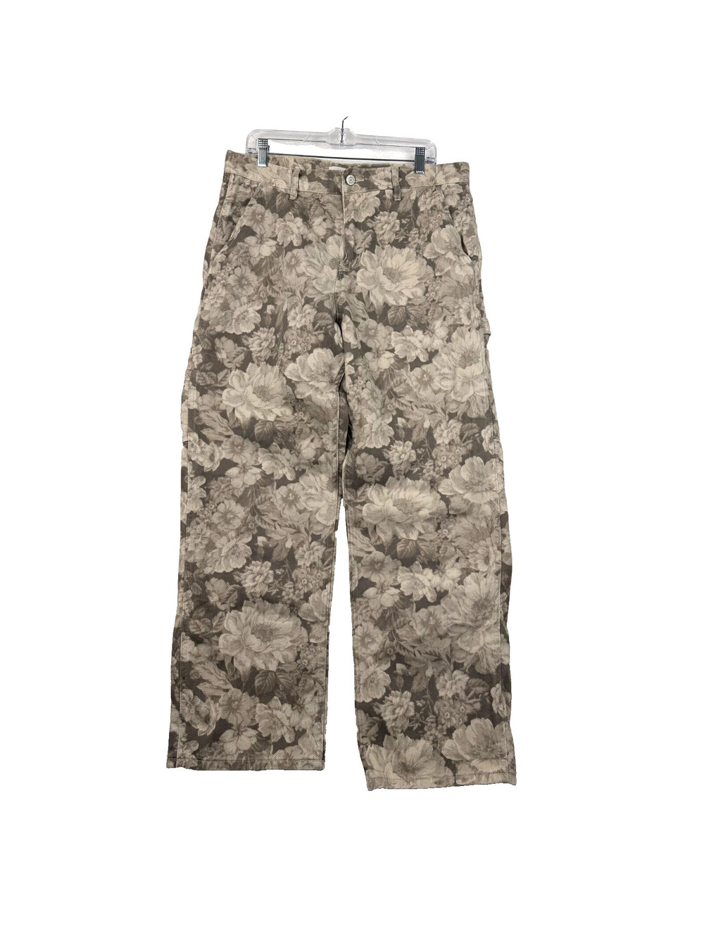 Pacsun Baggy 34x32 Floral AOP Carpenter Cargo Jeans Brown Wide Leg Skater Y2K - Picture 1 of 9
